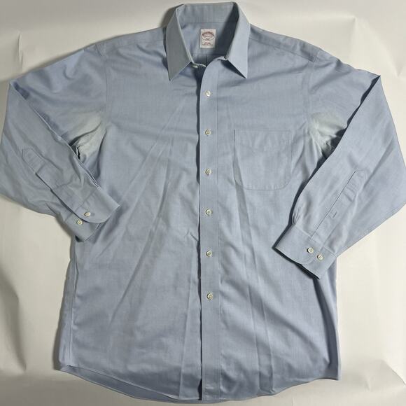 Brooks Brothers Other - Brooks Brothers Non-Iron Cotton Dress Shirt Blue Solid Point Collar 15.5 34/35‎